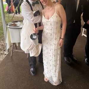 Amora beaded sleeveless gown, wedding or bridal after party dress